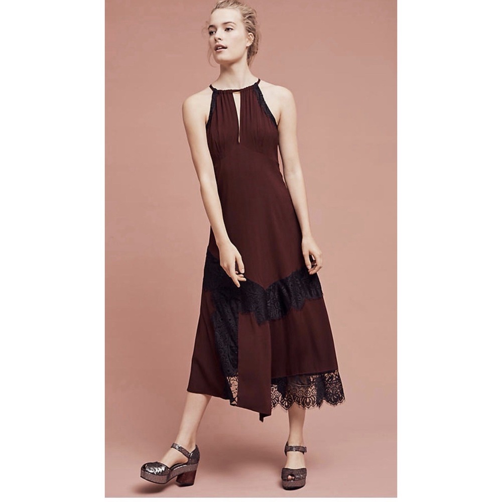 NWT Anthropologie Janie Halter Dress by Moulinette Soeurs sz.4 Wine Lace NEW